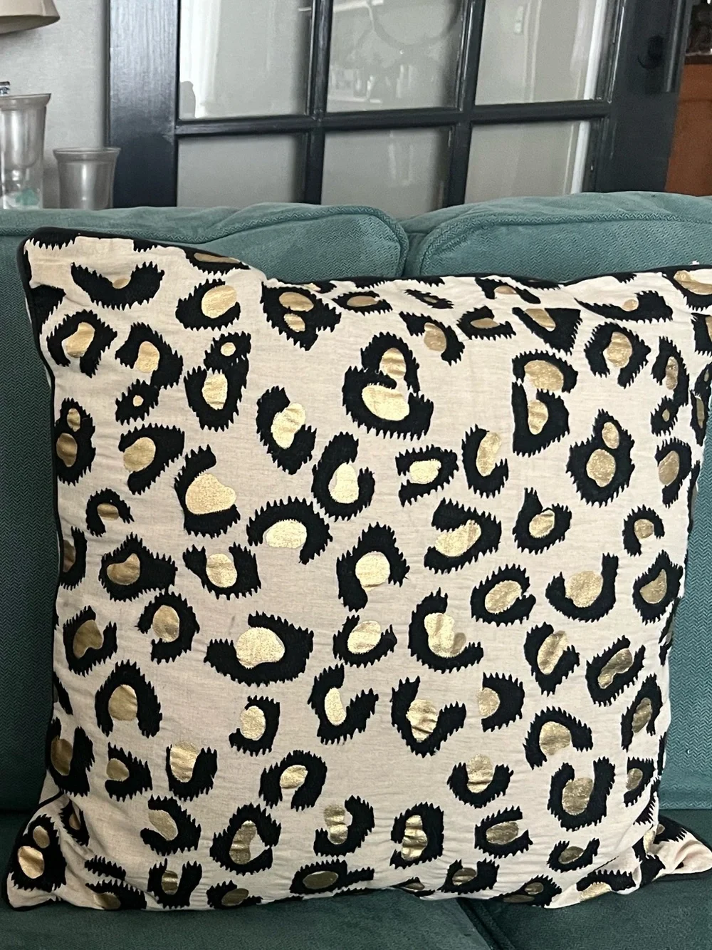 Pottery Barn Emily & Meritt Gold Leopard Throw Pillows Set of 2